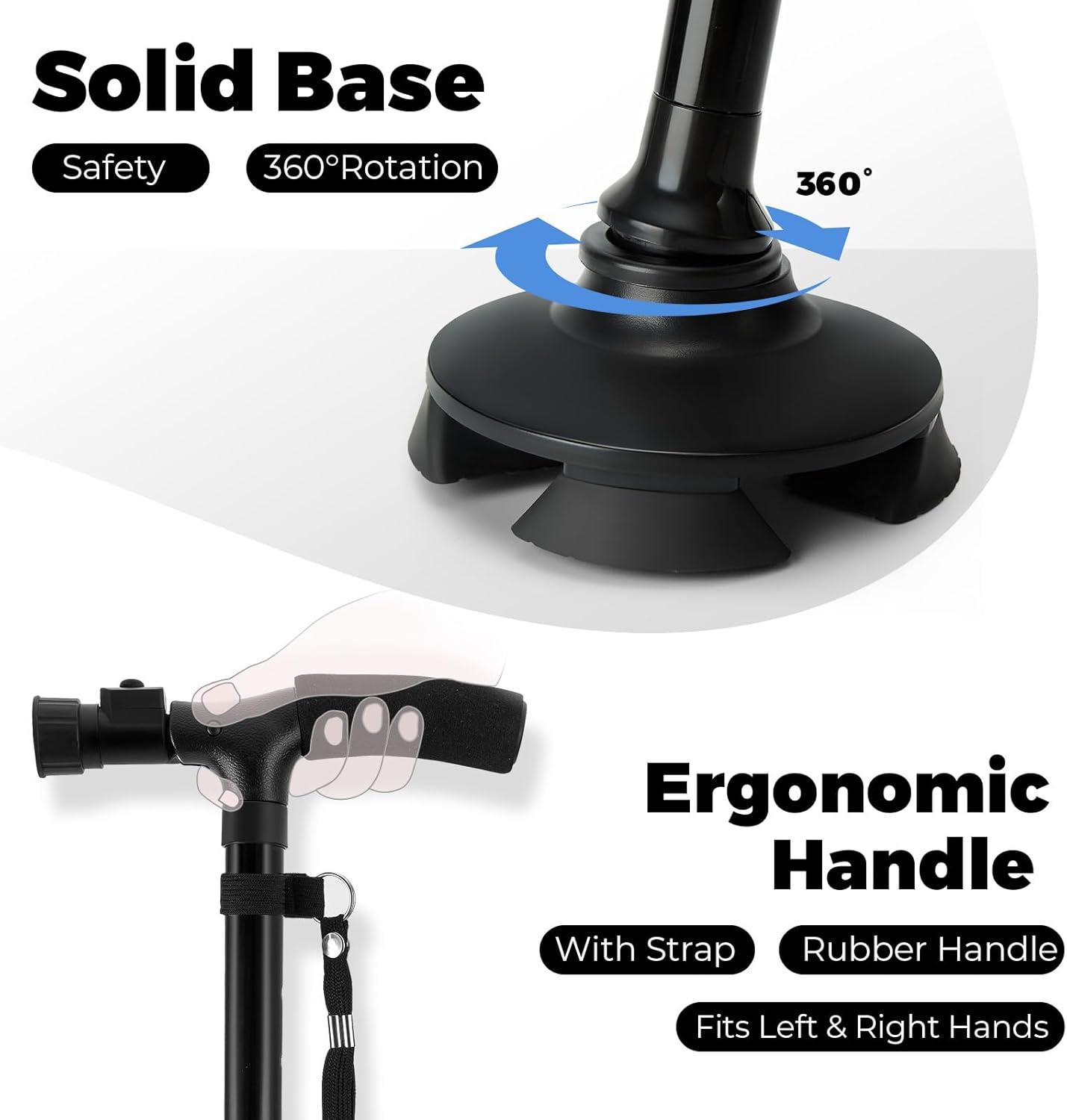 Folding Walking Stick with LED Light