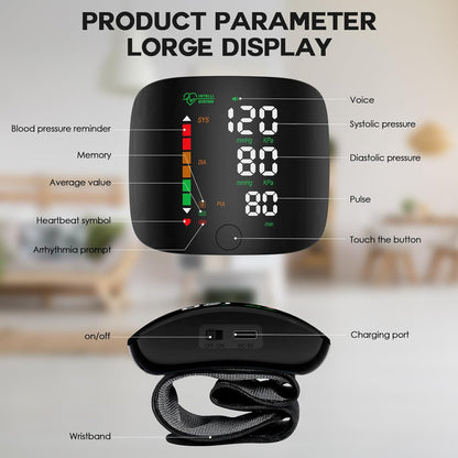 Smart Wrist BP Monitor LED Display